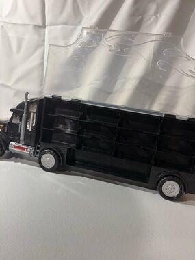 Black Toy Semi Truck Organizer with Clear Flip Top